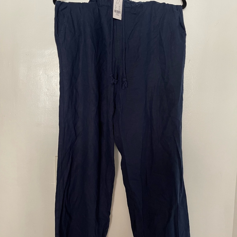 Linen blend wide leg pants